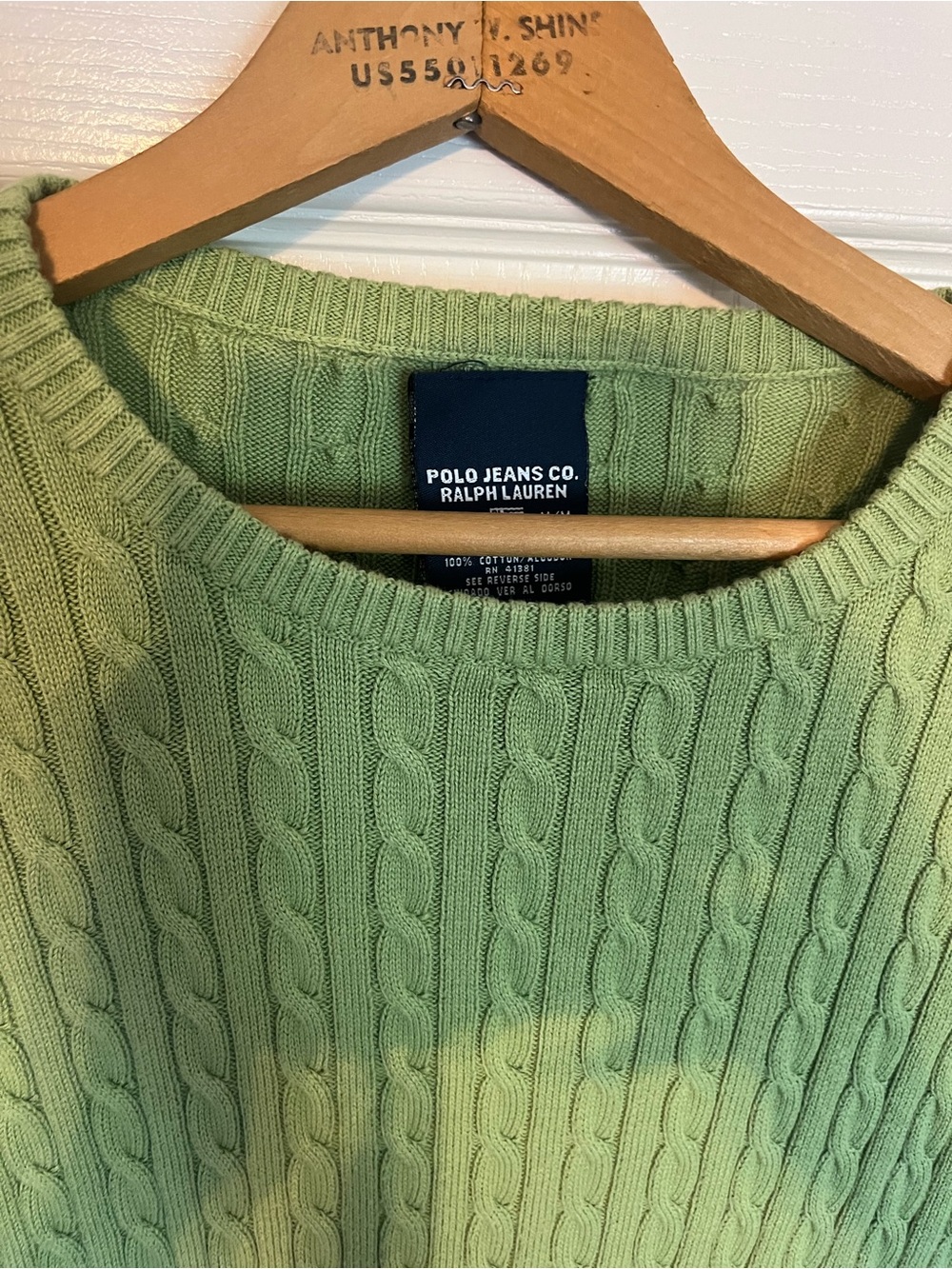 Polo Ralph Lauren Women's Cable Knit Crewneck Sweater - Green 100% cotton - Picture 2 of 5